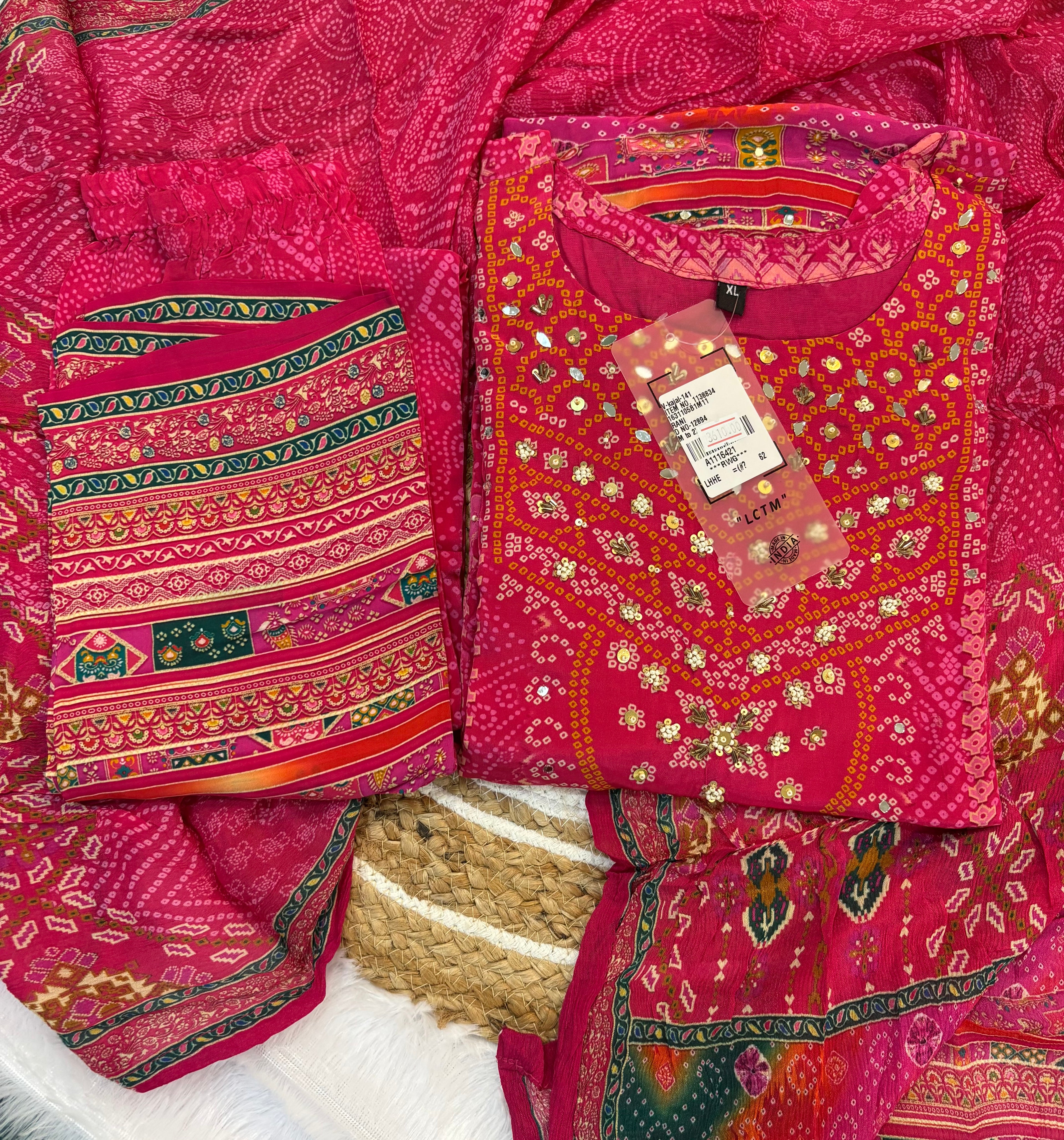 Magenta Red Bandhani Stitched Suit for Women | Traditional Ethnic W