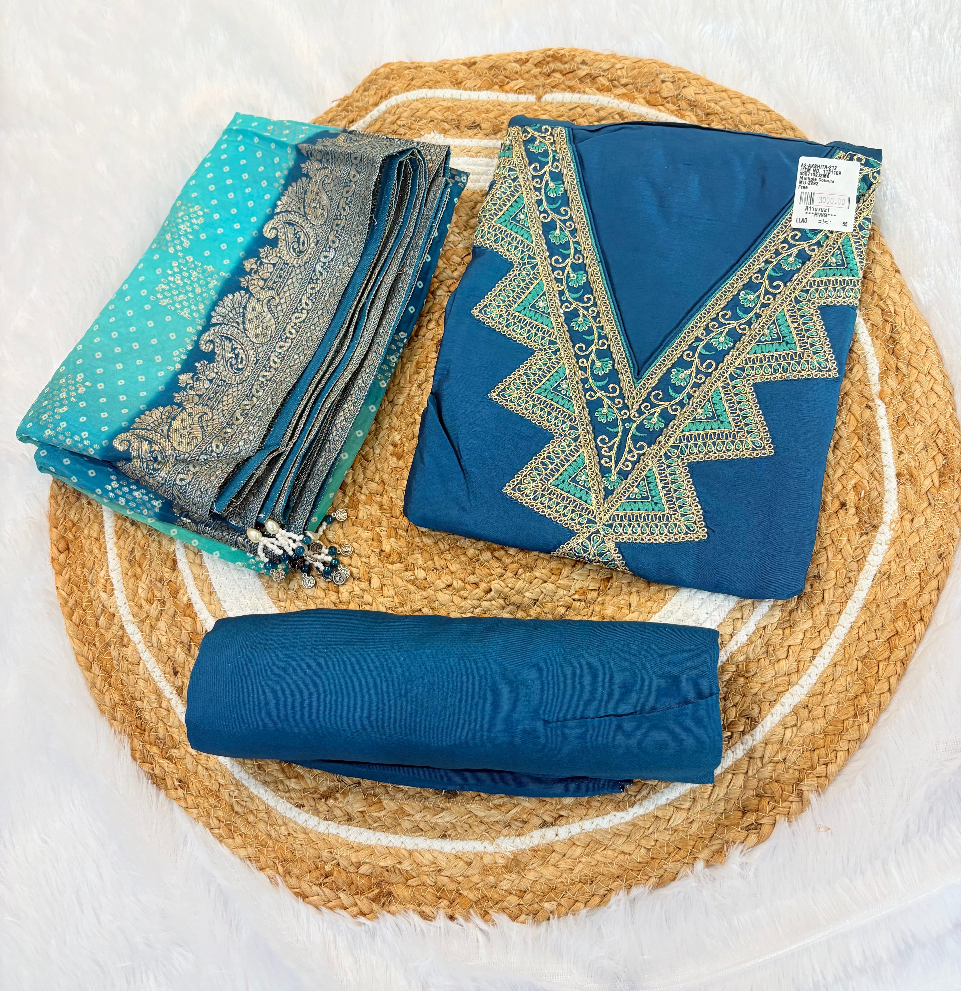 Blue Green Bandhani Suit for Women | Festive Ethnic Wear Online