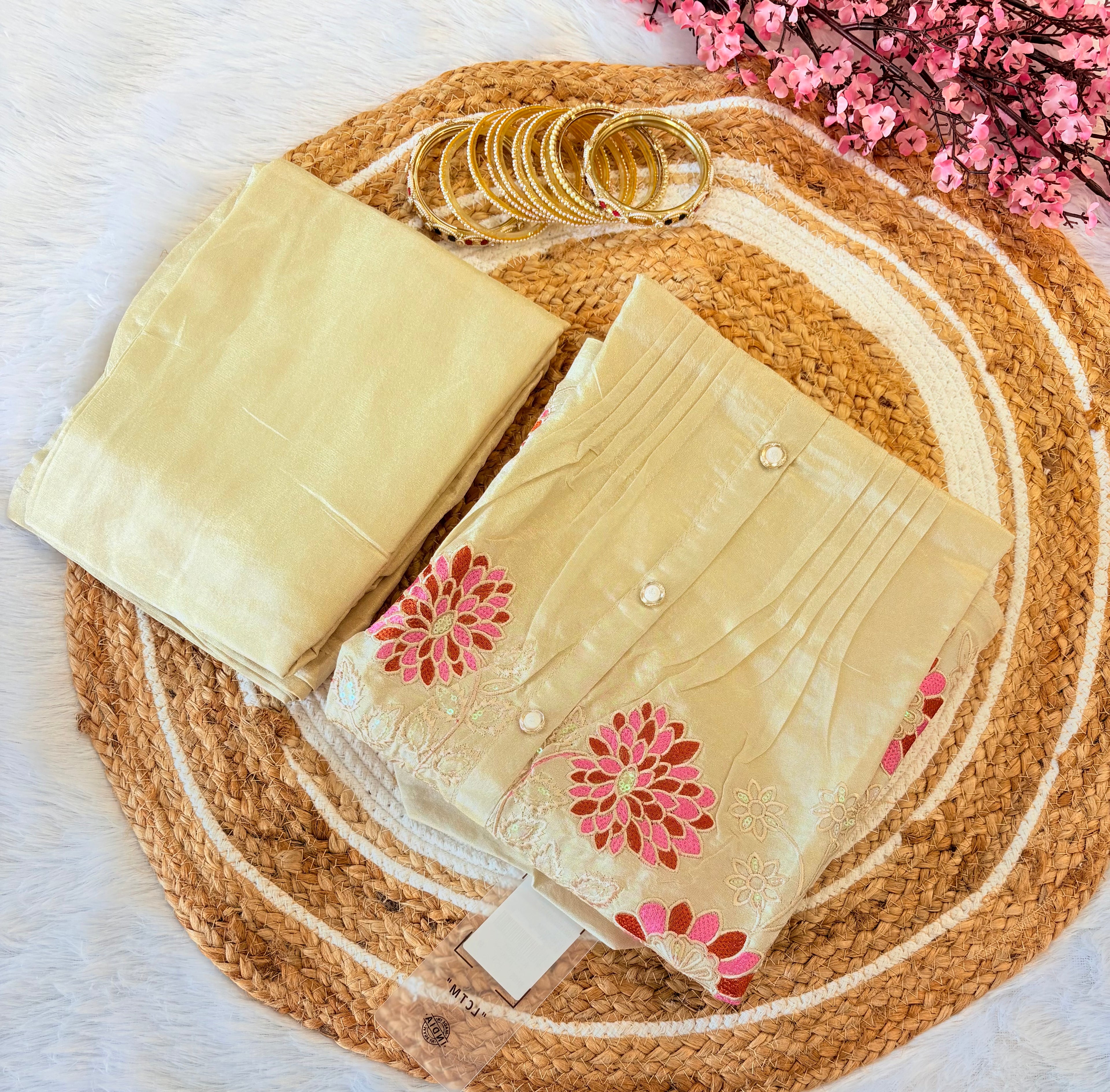 Champagne Golden Coord Set for Women | Festive & Party Wear