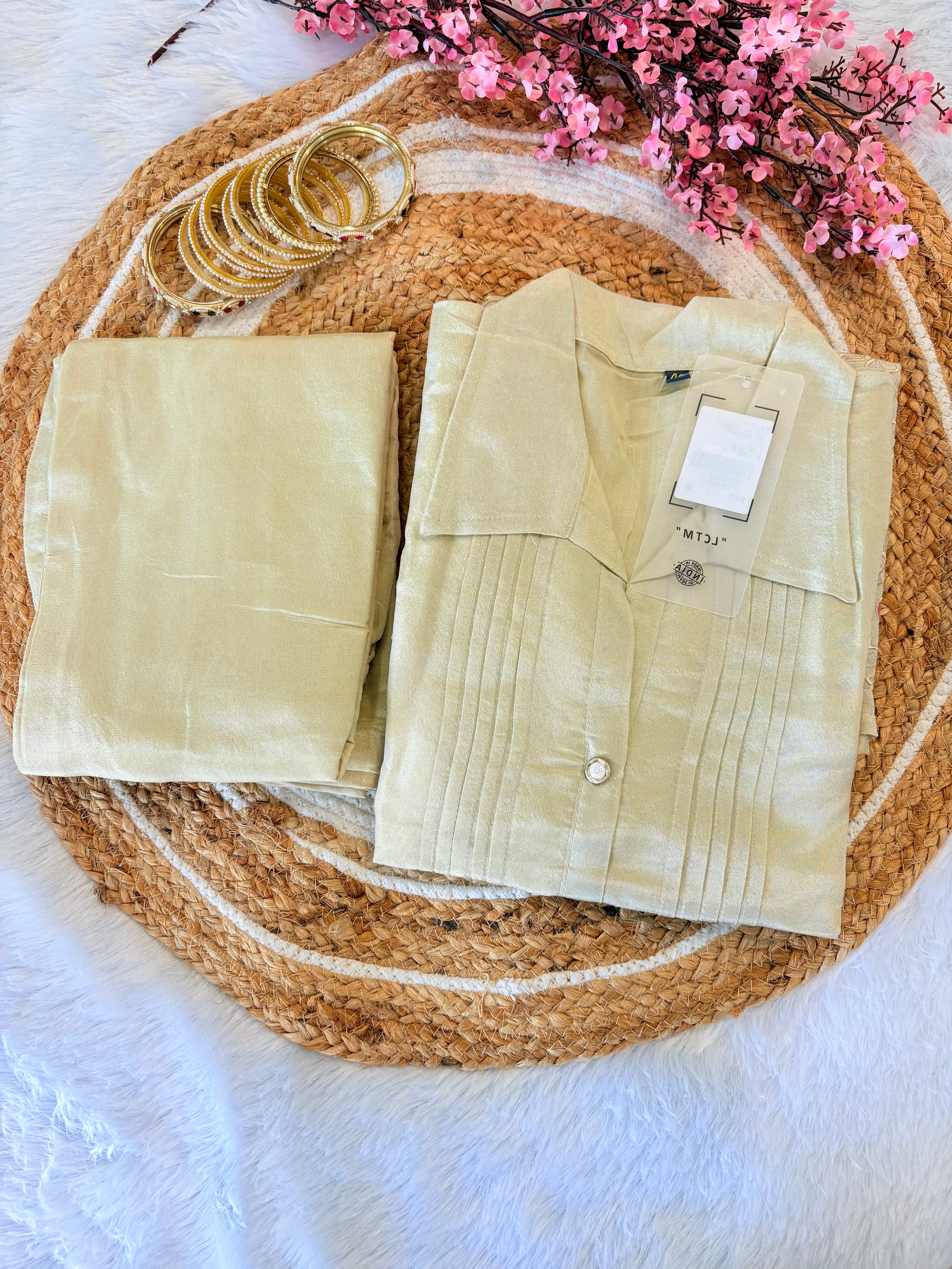 Champagne Golden Coord Set for Women | Festive & Party Wear
