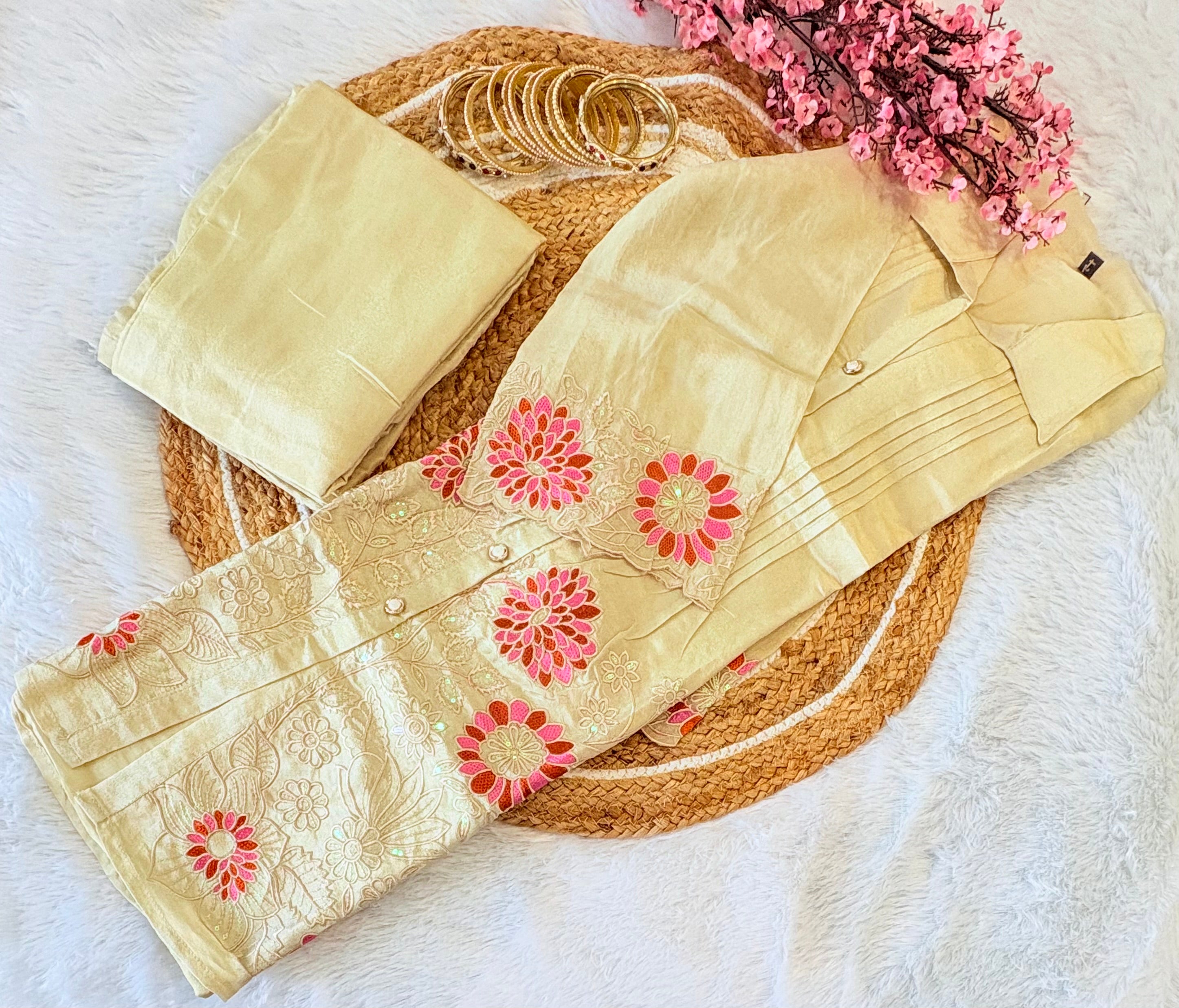 Champagne Golden Coord Set for Women | Festive & Party Wear